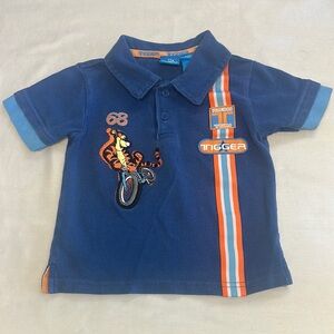 Disney - Blue and Orange Polo Shirt with Sporty Tigger Design